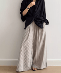 striped wide easy pants /2color　FL3337