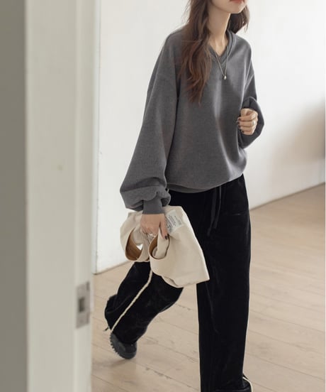 lantern sleeve v-neck pullover knit /2color　FL3178