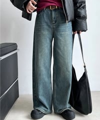 fleece wide denim pants　FL3031