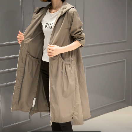 hooded flare long light coat /5color FL3593 | F