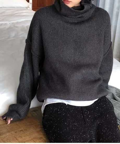 loose high neck knit /2color　FL2681