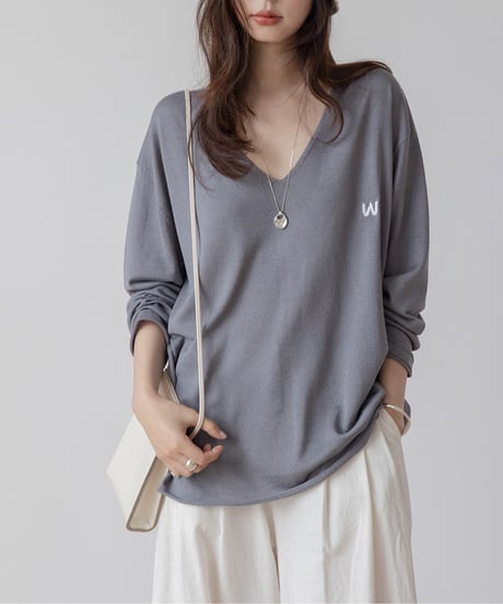 silk touch v-neck knit tops /3color　FL3249