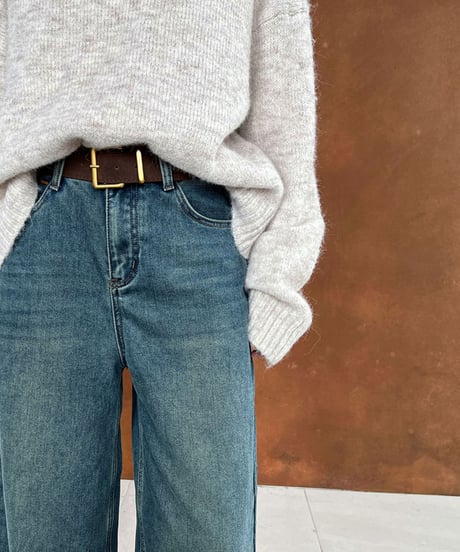 fleece wide denim pants　FL3031