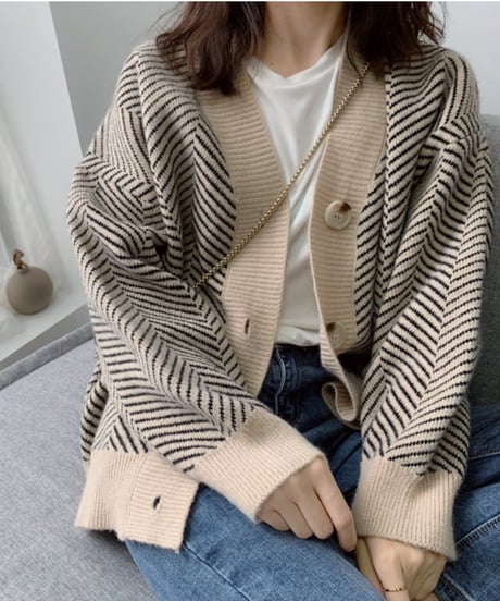 herringbone knit cardigan　FL2580