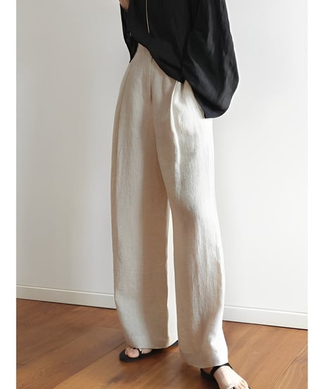 linen blend pleated pants /2color　FL2016