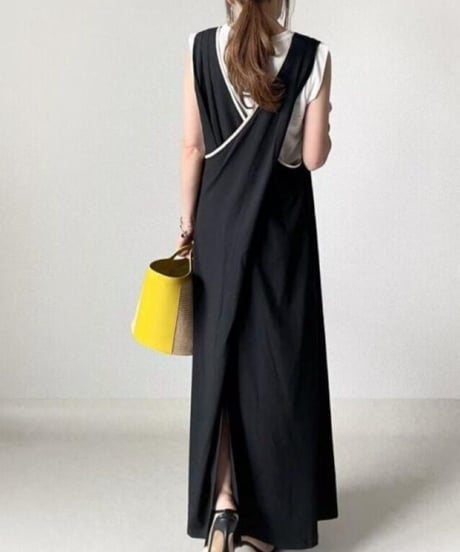 v neck layer maxi dress　FL3643