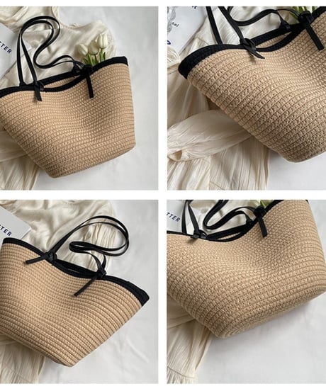 natural straw tote bag /2color　FL2327