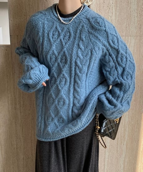 cable knit volume sleeve knit /3color　FL3129
