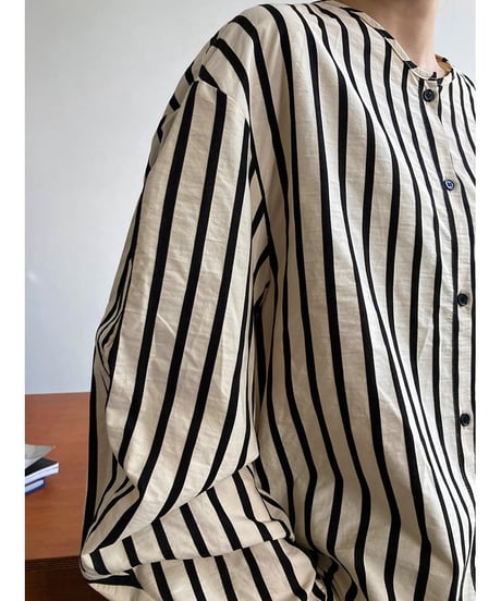 no-collar striped shirt　FL2465