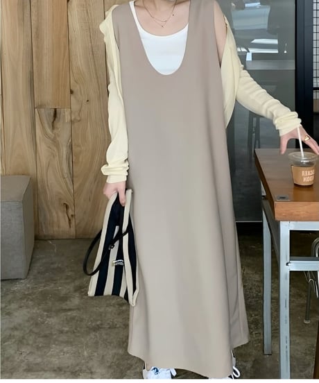 deep u-neck jumper skirt /2color　FL2014