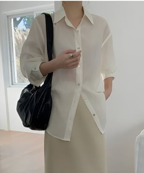 back slit sheer shirt /7color　FL3407