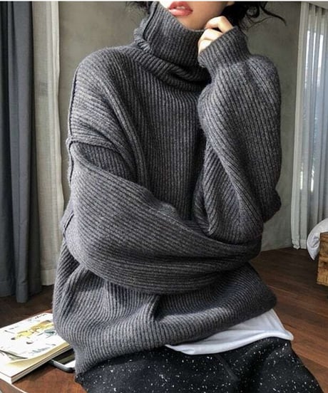 loose high neck knit /2color　FL2681