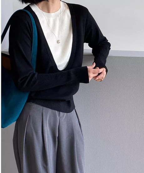 deep u-neck knit /3color　FL2801