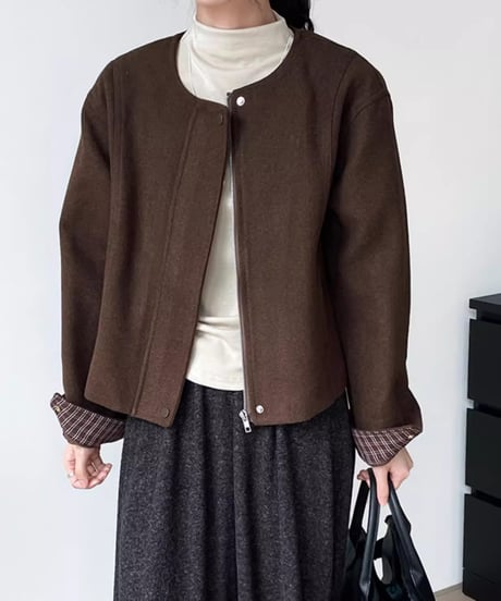 hiyoku collarless jacket /3color　FL2879