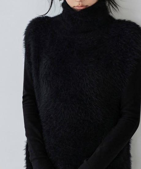 high neck eco fur vest /2color　FL2926