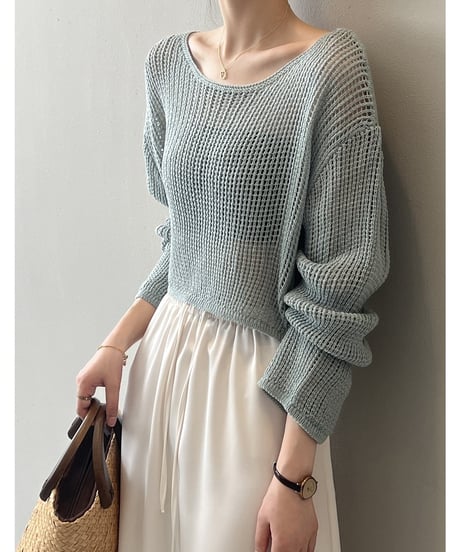 short mesh knit tops　FL2182
