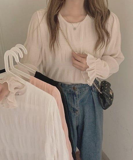round neck loose chiffon blouse　FL2667