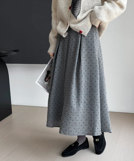 polka-dot pleated skirt /2color　FL2852