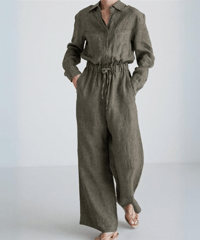 linen blend mannish all-in-one　FL2453
