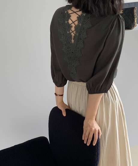back lace design blouse /2color　FL3423