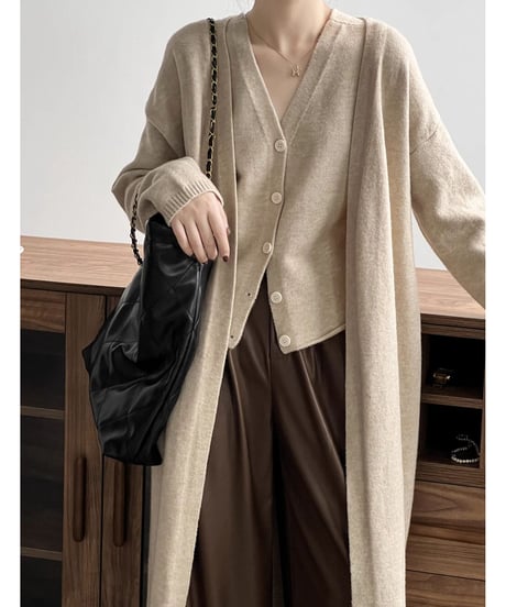 long knit cardigan & vest 2-piece set /5color　FL2728