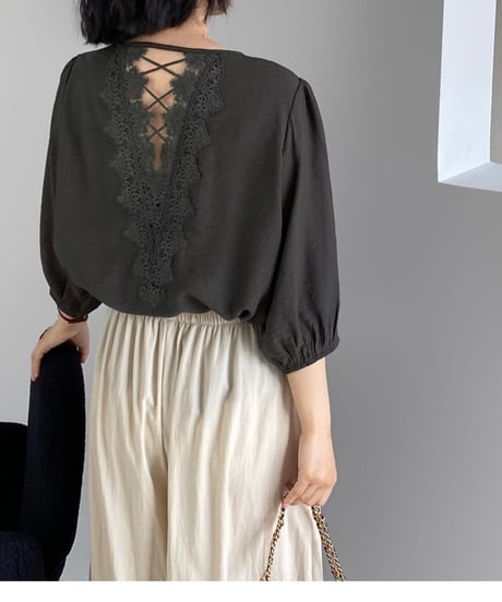 back lace design blouse /2color　FL3423