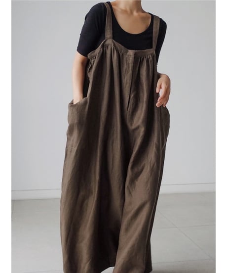 side pocket wide overalls /3color　FL2455