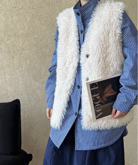 lamb hair fur vest /2color　FL3043