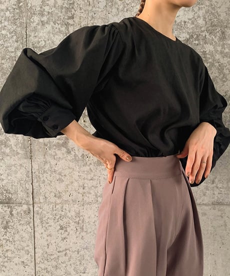 back button lantern sleeve tops /4color　FL3330