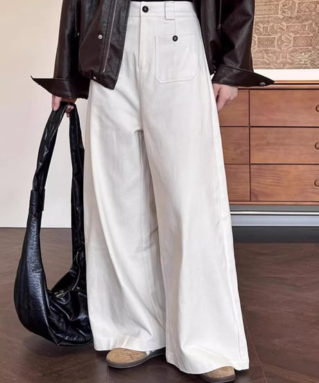 casual straight wide pants /2color　FL2812
