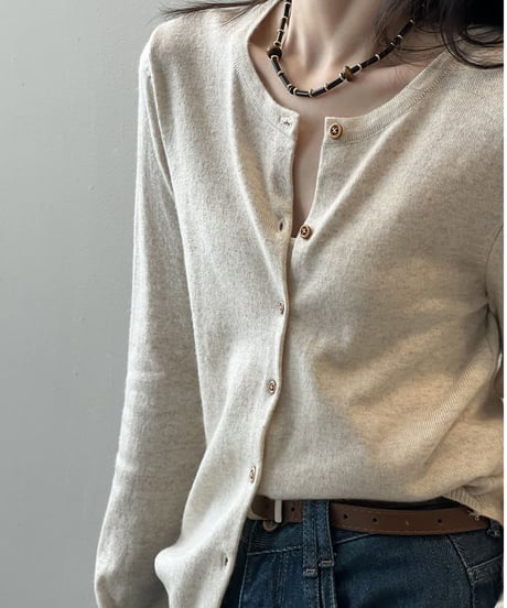 crew neck knit cardigan /5color　FL2819
