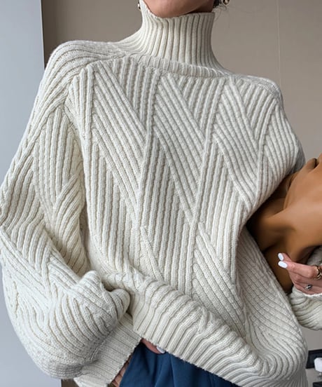 turtle neck loose knit /2color　FL3135
