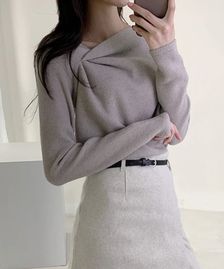 designer collar pullover knit /3color　FL2655
