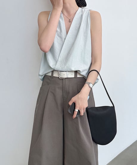 sleeveless wrap drape blouse vest/３color　FL3645