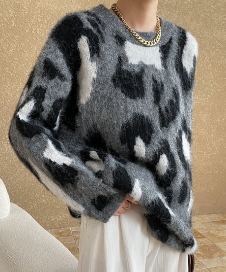leopard print knit /2color　FL3049