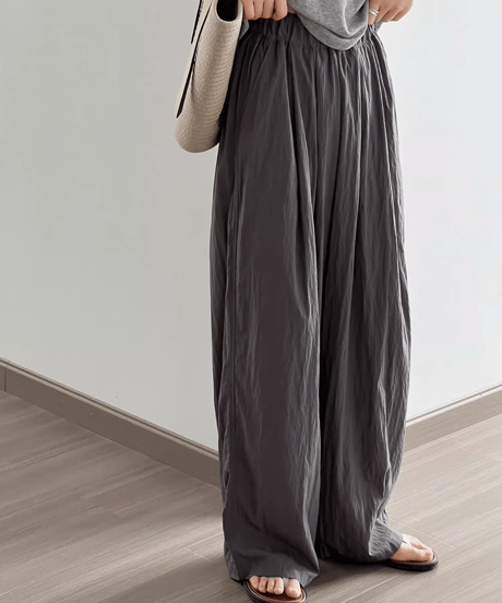 pleated thin wide leg pants /4color　FL3350
