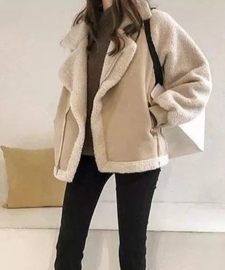 suede style boa jacket /2color　FL3145