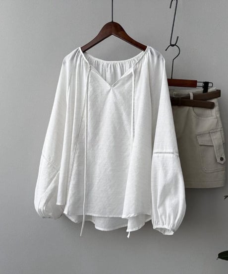 lantern sleeve v-neck relaxed blouse　FL3447