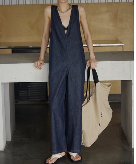 relaxed sdenim overalls /2color　FL3432