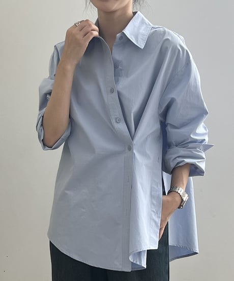 irregular slit diagonal button blouse /2color　FL2807