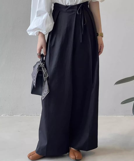 ribbon design wide leg pants /3color　FL2782