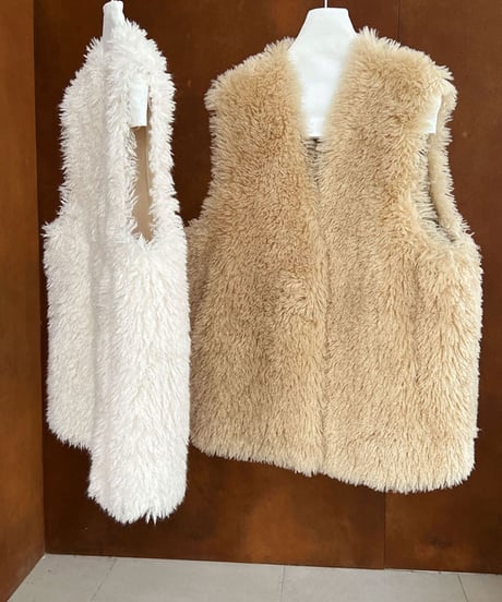 lamb hair fur vest /2color　FL3043