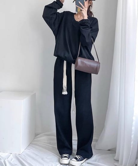 short v-neck sweat top /2color　FL2623
