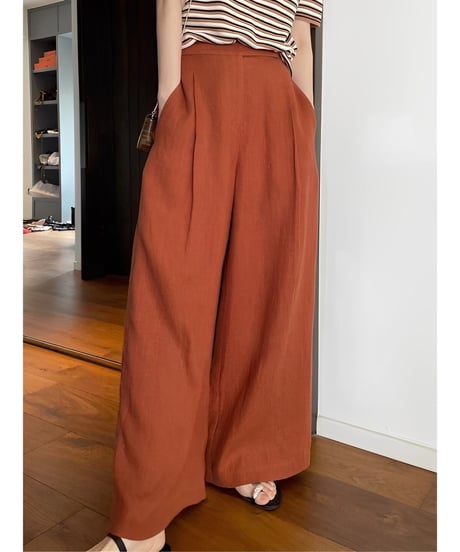 linen blend pleated pants /2color　FL2016
