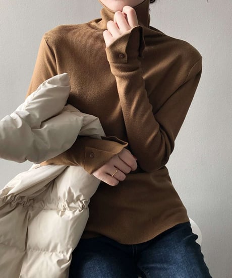 ribbed knit high-neck tops /7color　FL2631