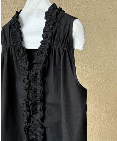 frilled v-neck 2way sleeveless blouse /2color　FL3354