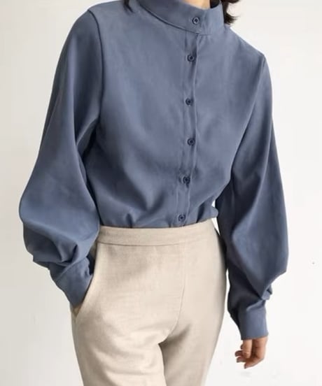 balloon sleeve stand collar shirt /4color　FL3331