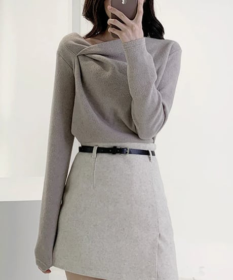 designer collar pullover knit /3color　FL2655