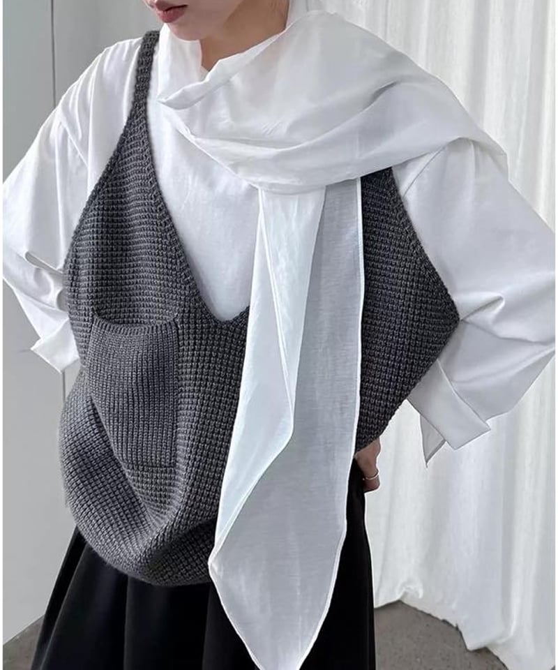 deep v-neck knit vest /3color FL3473 | Flosa