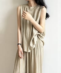 textured sleeveless tops and pants set-up　FL2389